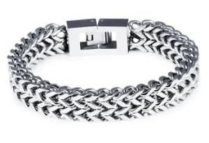 21cm Long 12mm Wide European and American Personality Square Fish Scales Stainless Steel Bracelets&Bangles for Men