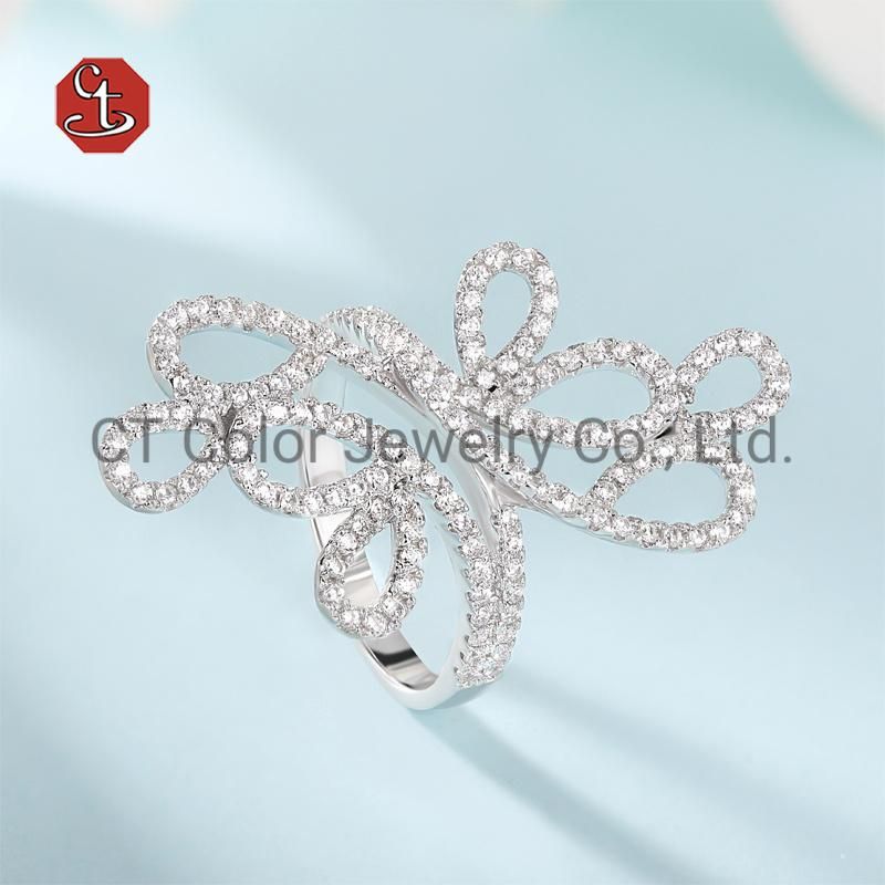 Wholesale Fashion Jewelry Hollow Zircon 925 Sterling Silver Rings