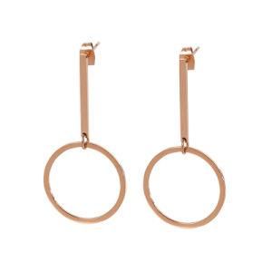 Geometric Long Circle Gold-Plated Stainless Steel Earrings Stud