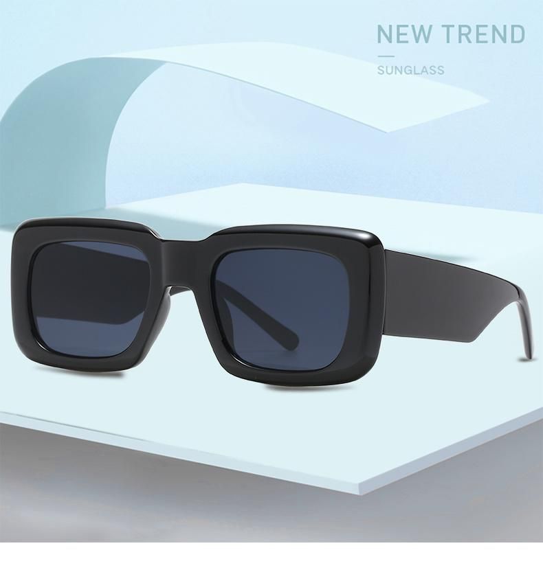 Hot Selling Sunglasses European and American Trend Square Sunglasses Women Retro Bright Black Simple Sunglasses