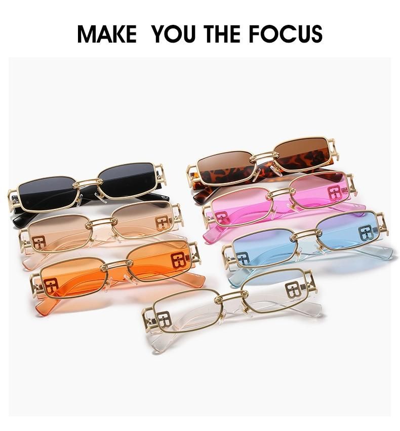 Personalized Hip-Hop Fashion Metal Sunglasses Net Red Ins Candy Color Retro Trendy Sunglasses