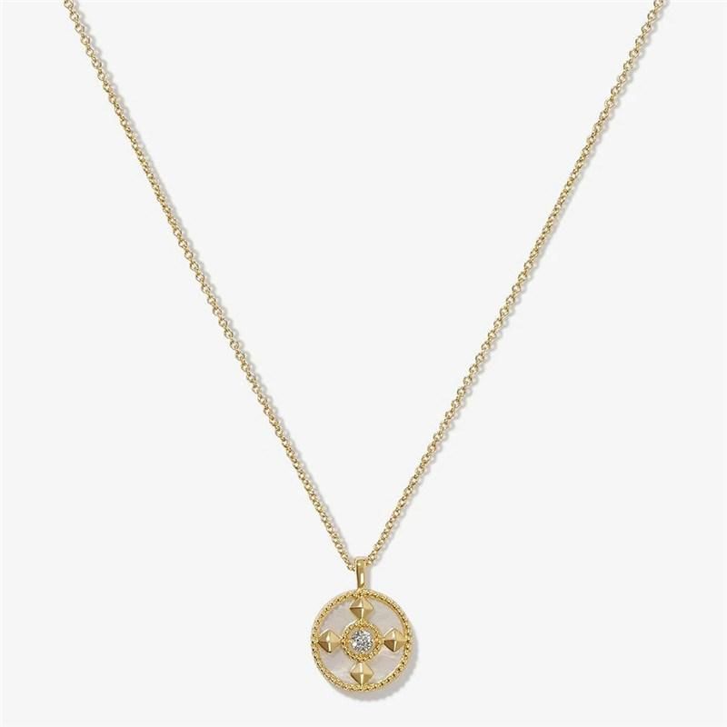 European and American Gold Personality Retro Cut out Round Pendant Novel Cross Inside Single Row Chain Fashion Jewellery Necklace for Women