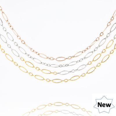 New Stainless Steel Chain Jewelry Fashion Necklace Bulkbuy Cable Chain Embossed Lady Jewellery Design