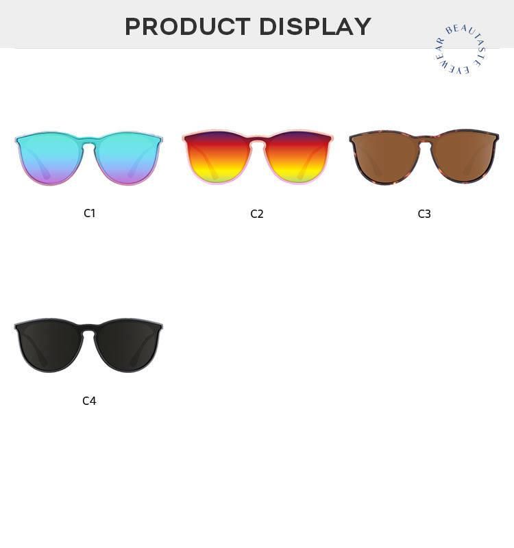 Wholesale Fashion Sunglasses UV400 Round Bright Mirror One-Piece Lens