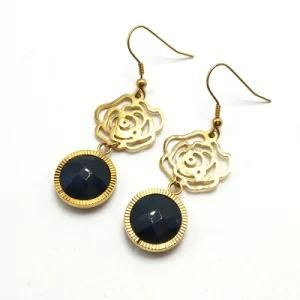 Women Fashion Jewelry Stainless Steel Gold Flower Earring