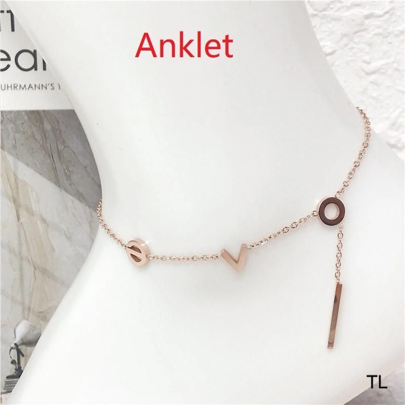 Designer Design Love Ankle Rose Gold Fashion Anklet Women′s Stainless Steel Jewelry