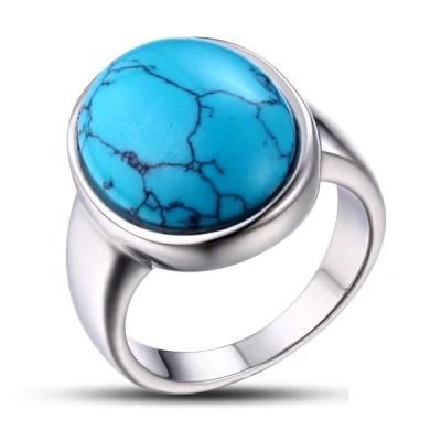 925 Silver Big Turquoise Ring
