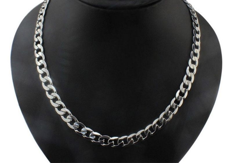 Stainless Steel Single Buckle Six-Sided Grinding Necklace Titanium Steel Men′s Jewelry Hip-Hop Cuban Chain Trend Thick Wide Chain Ssnl2618