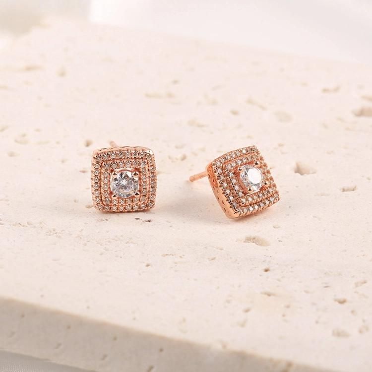 Hip Hop 925 Silver Cubic Zirconia Moissanite Fashion Accessories Fine Jewellery Factory Wholesale Fashion Jewelry Trendy Beauty Women Earrings