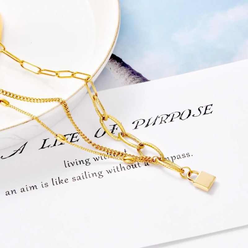 Inspire Stainless Steel Jewelry Personalized Lock Necklace Princess Necklace Old English Style Jewelry for Babygirl Gift