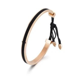 Fashion Women Jewelry Adjustable Nylon Rope Stainless Steel Cuff Braceglet