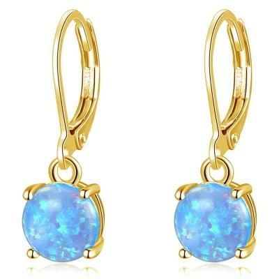 Multicolor Women Jewelry Drop Earring 925 Sterling Silver Round Cut Opal Dangle Earrings