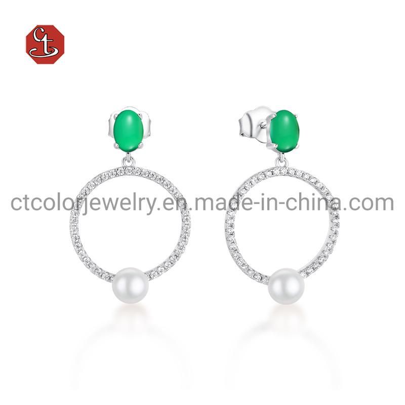 CT Color Jewelry Fashion jewelry 925 Sterling Silver Fresh water Pearl Engagement and Wedding Earrings Fine Jewelry for Women