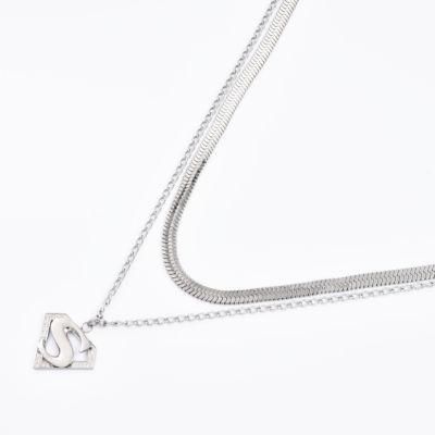 New Design Multilayer Herringbone Necklace for Hip Hop Girl Men Stainless Steel Fashion Jewelry