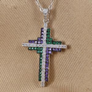 Elegant New Fashion Necklace Jewelry Color CZ Cross Pendant Charm