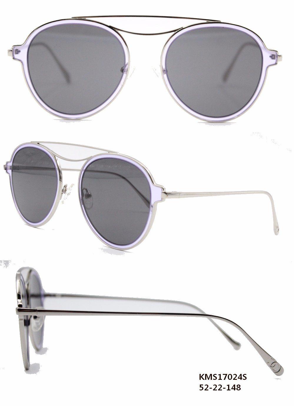 Metal Sunglasses Hot Selling Lady′s Sunglasses Lens Inside Lens (KMS17024S)