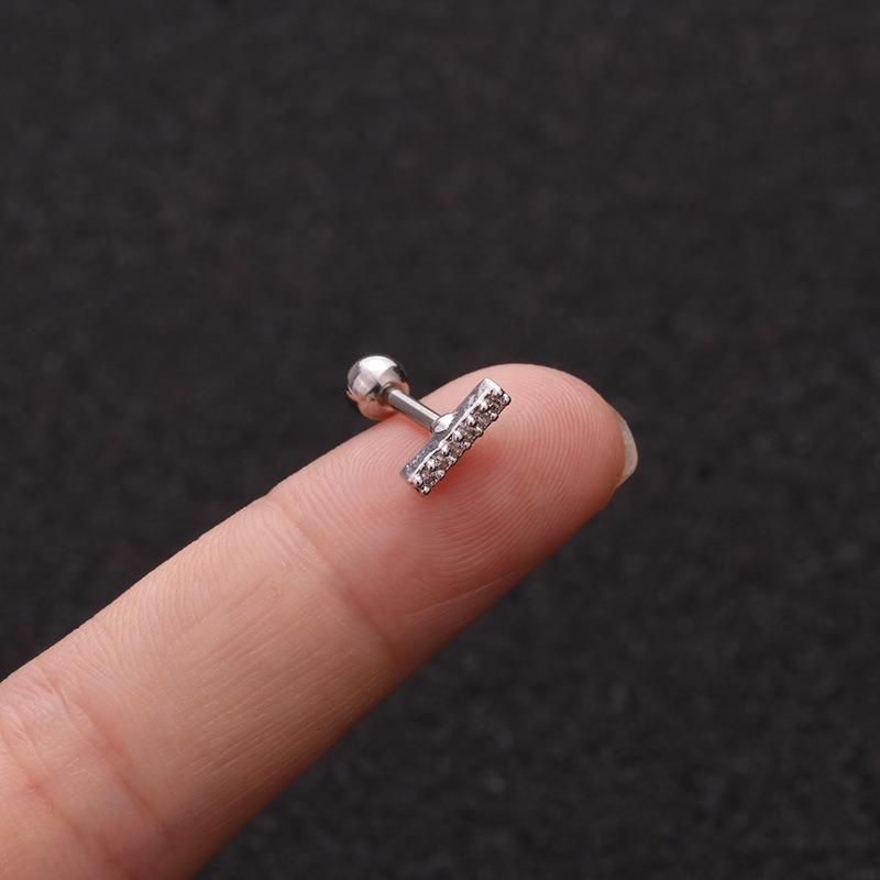 Stainless Steel Bar Micro Zircon Crown Ear Nail Screw Ball Fashion Earrings European American Piercing Jewellery