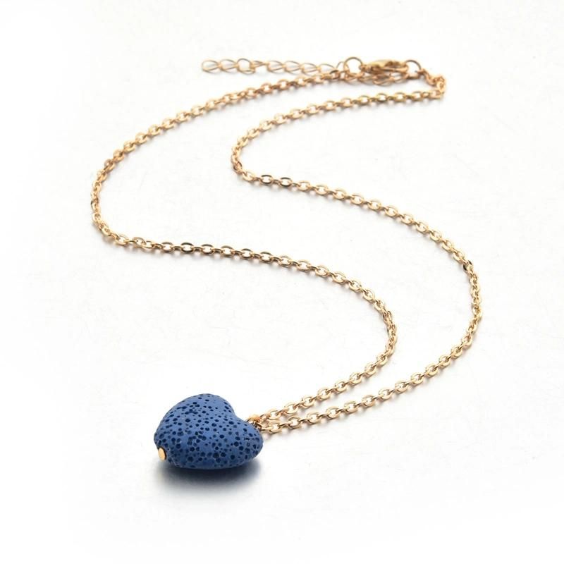 Fashion Stone Blue Heart Shaped Necklace