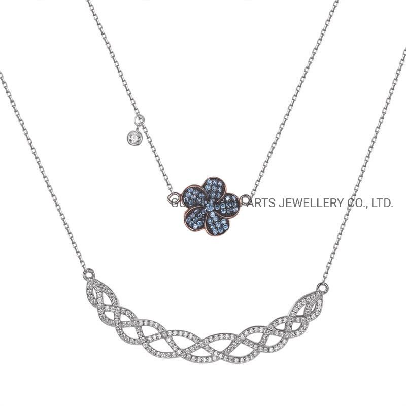 Blue CZ on Windmill 925 Sterling Silver Pendant Necklace