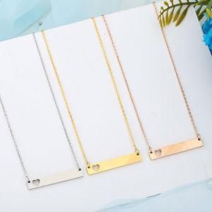 Stainless Steel Straight Hollow Love Collarbone Chain Necklace for Women