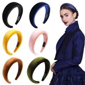 Wholesale High Quality Custom New Fashion Soft Casual Head Wear Women Wide Sided Headbands Velvet Thick Sponge Hair Accessories