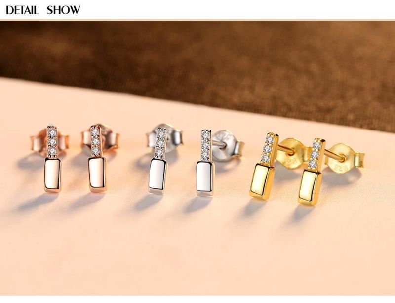 Three Colors Choice Bottle Shaped Silver Earrings Stud