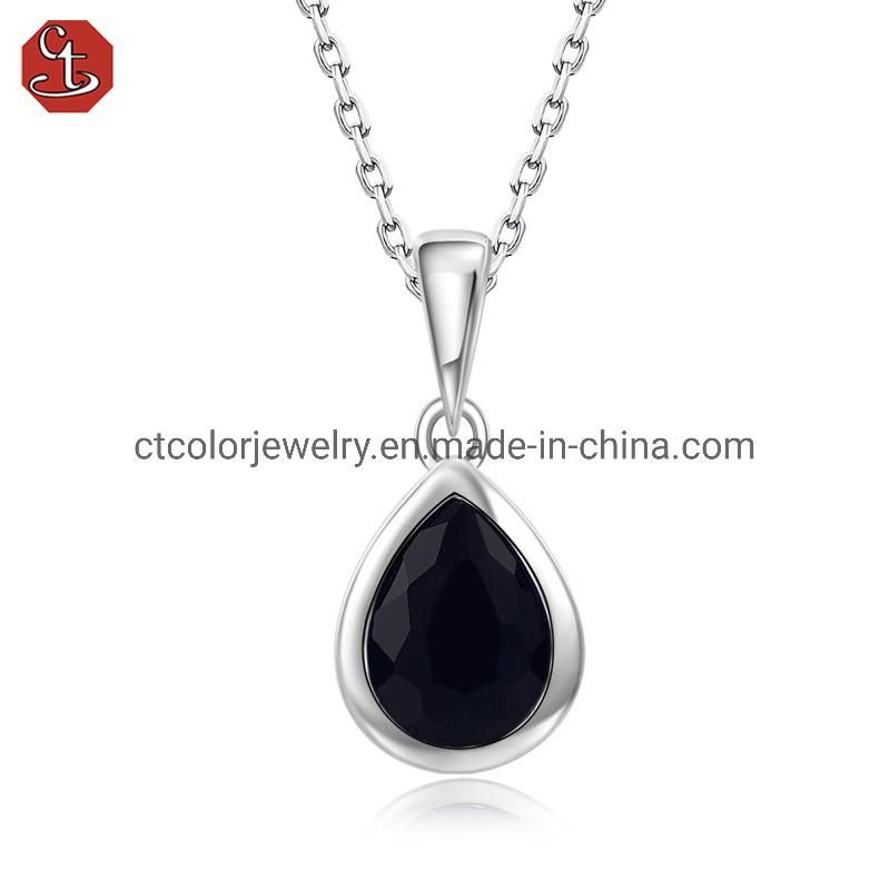 Luxury jewelry Fashion Style 925 Natural Sapphire Stone Necklace & pendant for Girls