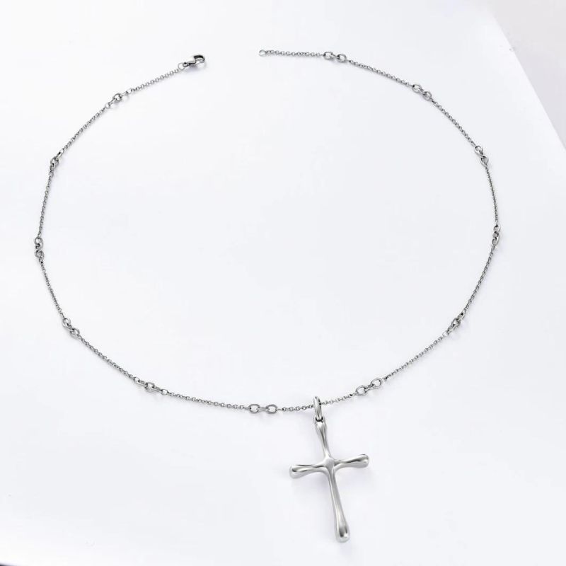 Dainty Christian Necklace Delicate Cross Necklace Silver Color Chain Necklace for Gift