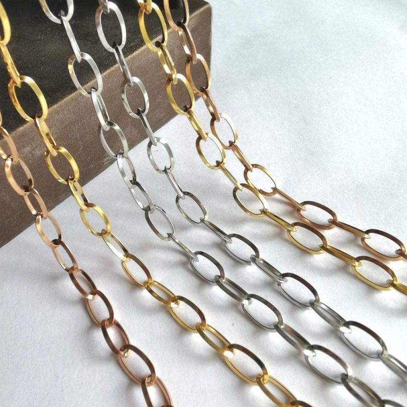 Wholesale Fashion Polished Oval Triangle Wire Anklet Gold Plated 316L Stainless Steel Belcher Rolo Chain Jewelry Bracelet Necklace