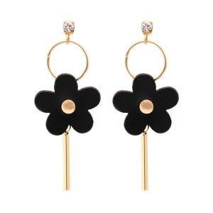 Fashion Jewelry Women Accessories Black PU Flower Women Earrings