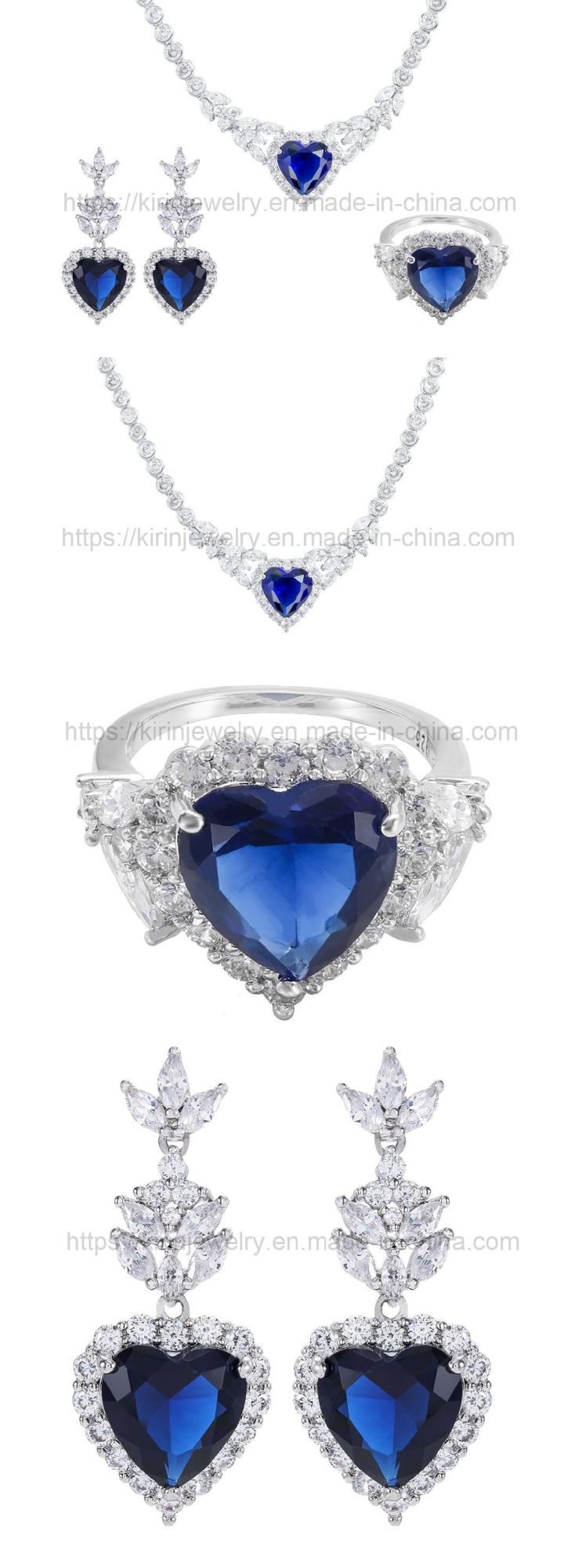 Chrome Heart 925 Sterling Silver Necklace Earrings Rings Set Dubai Bridal Big Love Heart Jewellery Sets Wedding Jewelry Sets