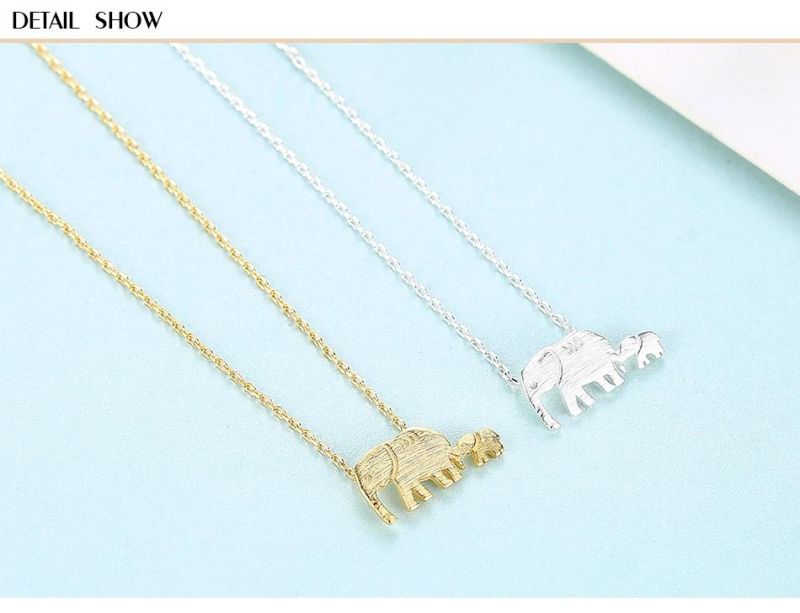 Sterling Sliver 925 Jewelry Mother-Child Elephant Necklace