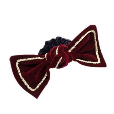 Fashion Jewelry Gold Velvet Large Bow Hair Rope