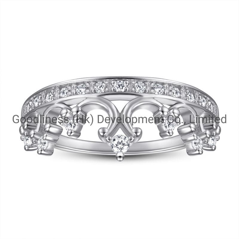 Elegant Fine 925 Sterling Silver Women Crown Rings Fashion Jewelry
