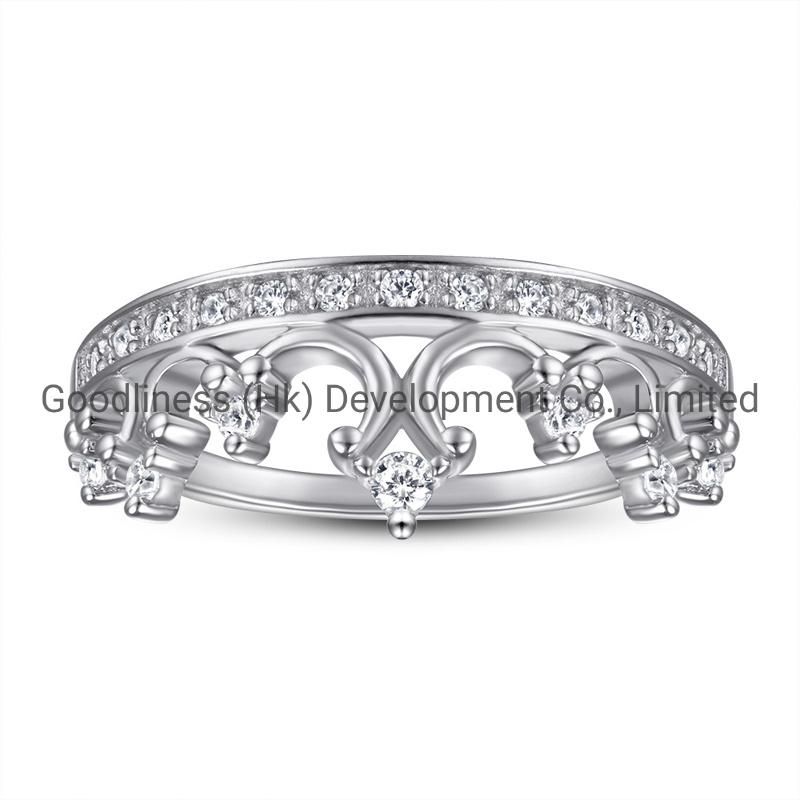 Elegant Fine 925 Sterling Silver Women Crown Rings Fashion Jewelry