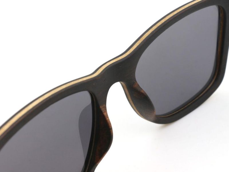 Ready Goods Classic Squarish Ebony Wooden Polarized Sunglasses