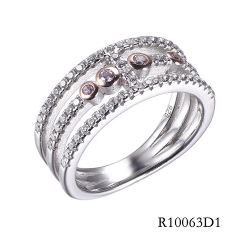 Fashion Bezel Setting Silver with CZ Line Style Ring