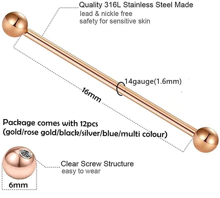 24PCS Jewelry Sets Barbells Earrings Horseshoe 316L Steel Nipple Nose Eyebrow Helix Tragus Cartilage Septum Piercing Jewelry