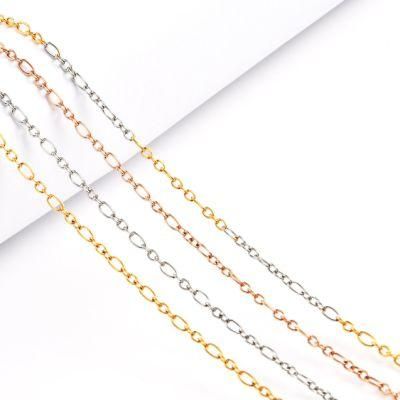Wholesale Girls Fashion Necklace Jewellery Accessories Reel Gold Plated Stainless Steel 3: 1 Cable Chain Bracelet Necklace Jewelry
