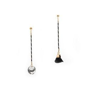 Women Fashion Jewellery Black Cord Tassel Acrylic Bohemian Earrings