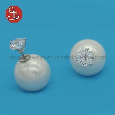 Shell Pearls Stud Earrings with CZ 925 Sterling Silver Earring Pearl Stud Fashion Jewelry