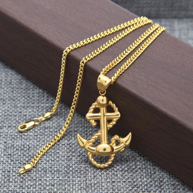 Titanium Stainless Steel Anchor Hip Hop Necklace