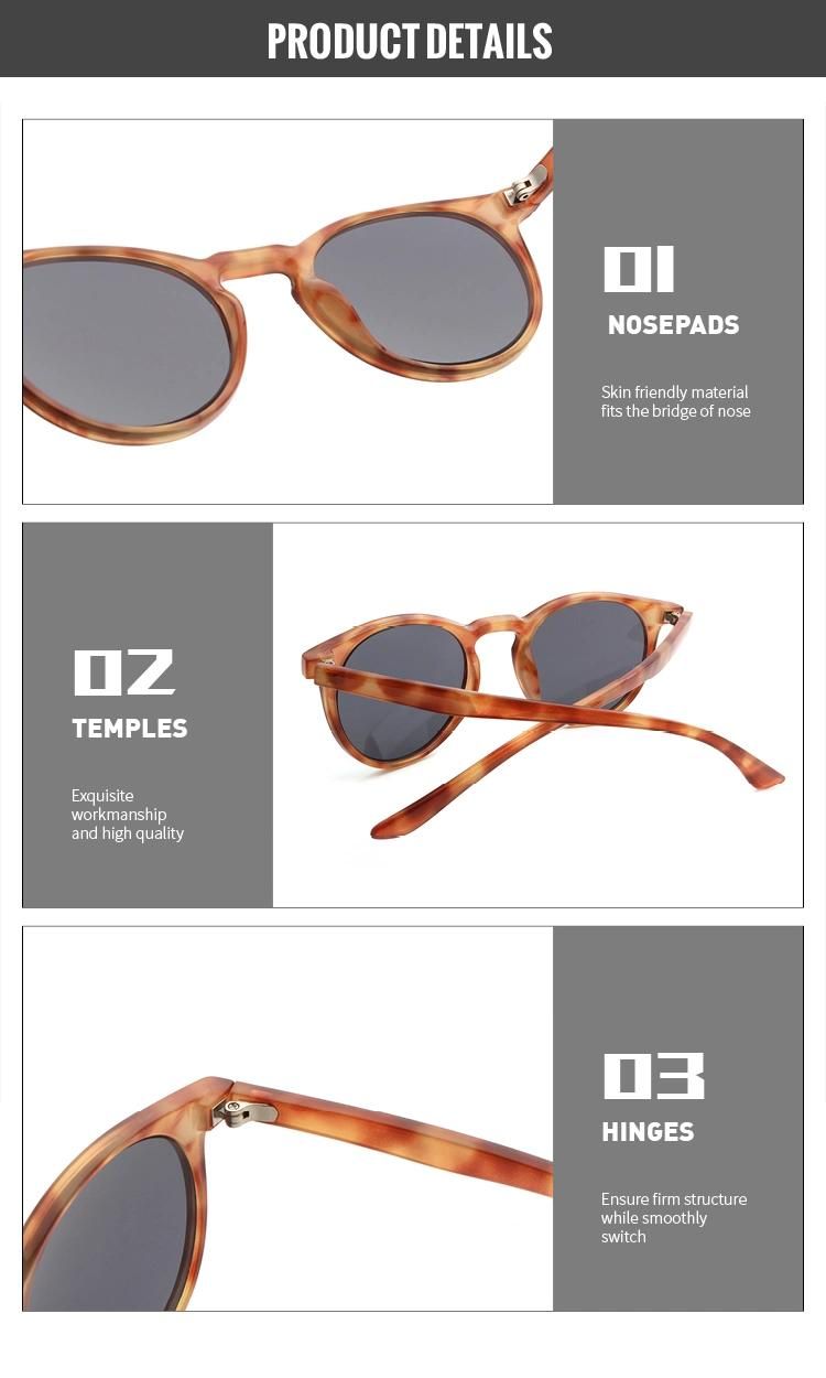2022 Vintage Classic Style Round Frame Fashion Over Sun Glasses Demi Tortoise Shades Unisex Men Women Sunglasses