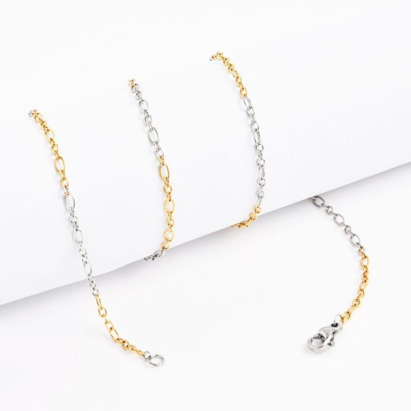 Popular Women Necklace Fashion Jewellery Glasses Accessories Gold Plated Stainless Steel Figaro Cable Chain Bracelet Anklet Necklace