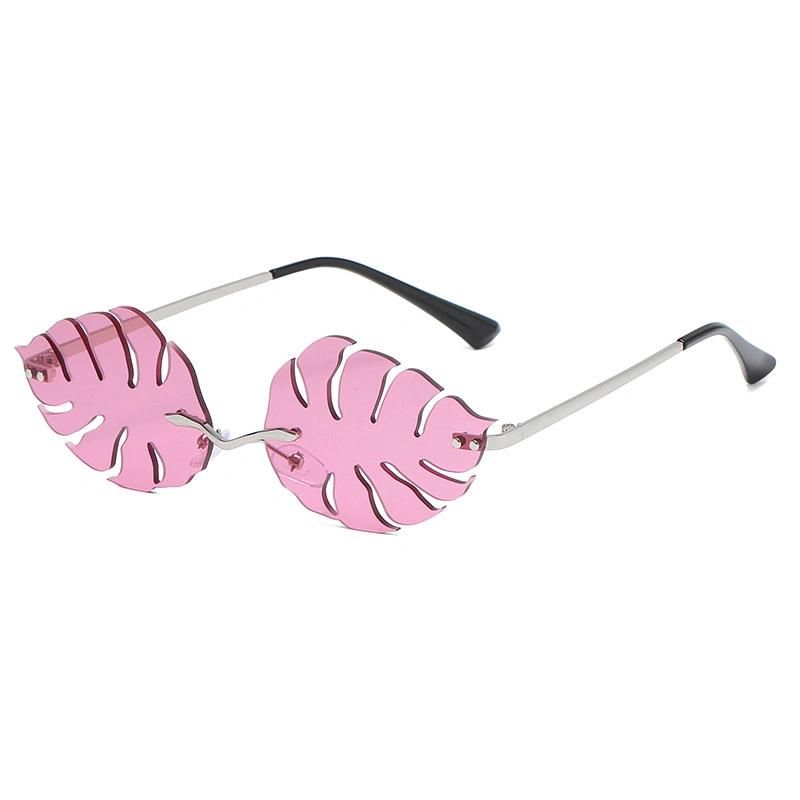 New Personalized Fashion Leaf Sunglasses for Women Metal Sunglasses for Men Candy Colored Glasses