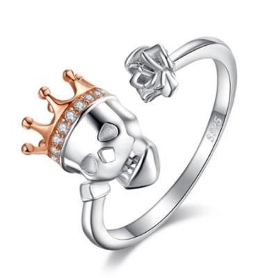 Silver Ring Wholesale Jewelry Skull Head Ring Biker Ring CZ Ring Vintage Jewellery
