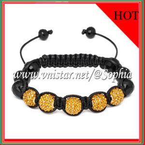 Orange Crystal Beads Bracelet with Faced Glass Beads (SBB166-18)