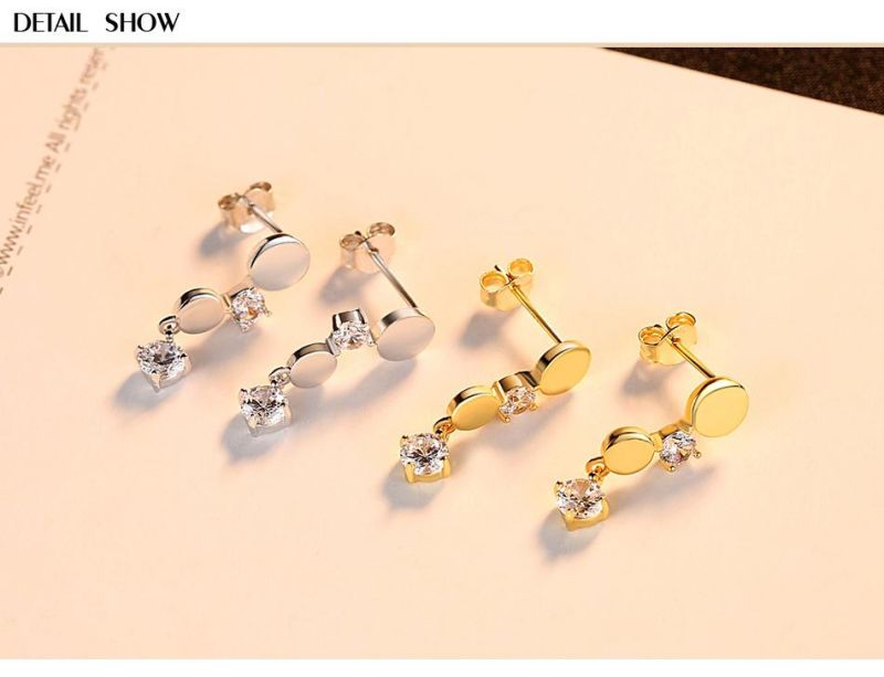 Mini CZ Setting Stone CNC Earrings Ring Studs in Silver