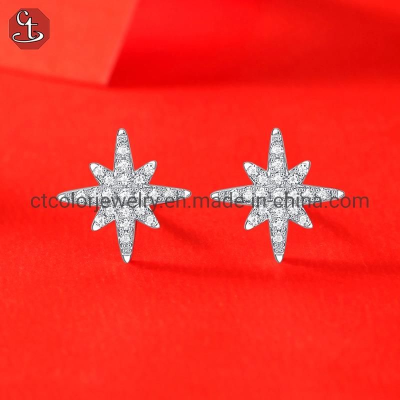 High quality 925 sterling silver (10*10)mm moissanite broken drill meteor earrings for girls