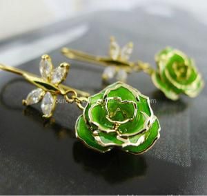 Fashion Jewellry-24k Gold Rose Earring (EH067)